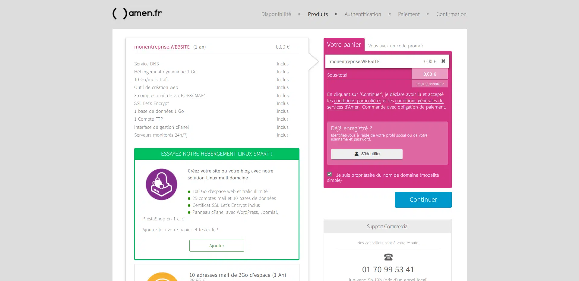 amen.fr validation panier