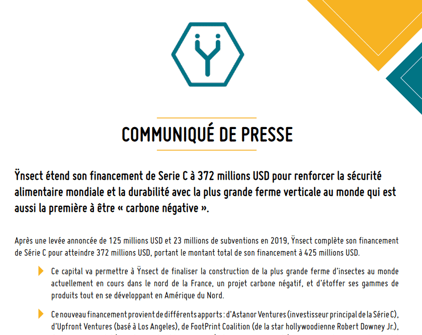 50 exemples communiques presse ynsect
