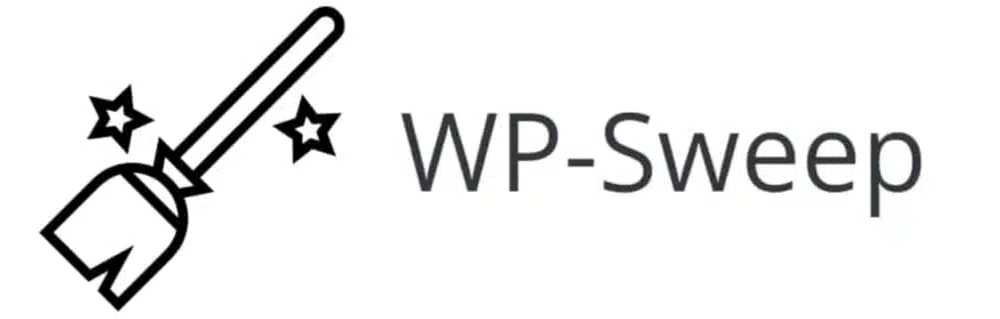 Logo WP-Sweep avec balai et étoiles.