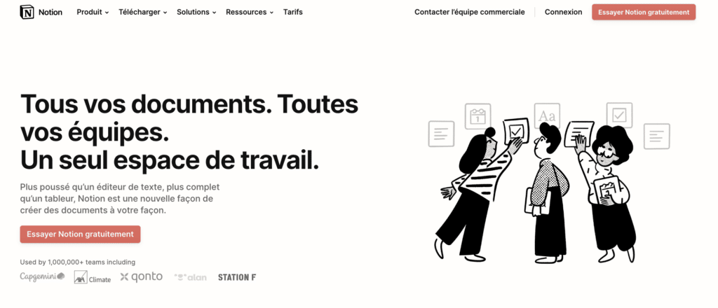 Notion page d'acceuil