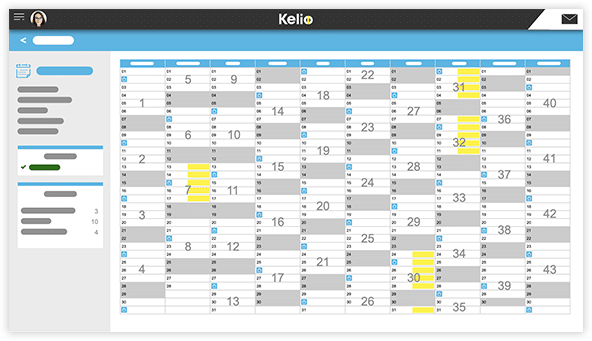 Interface d'un calendrier numérique Kelio.