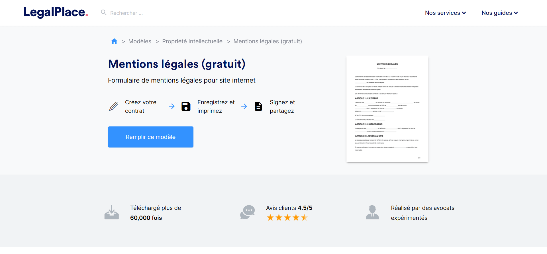 legalplace générateur mentions légales