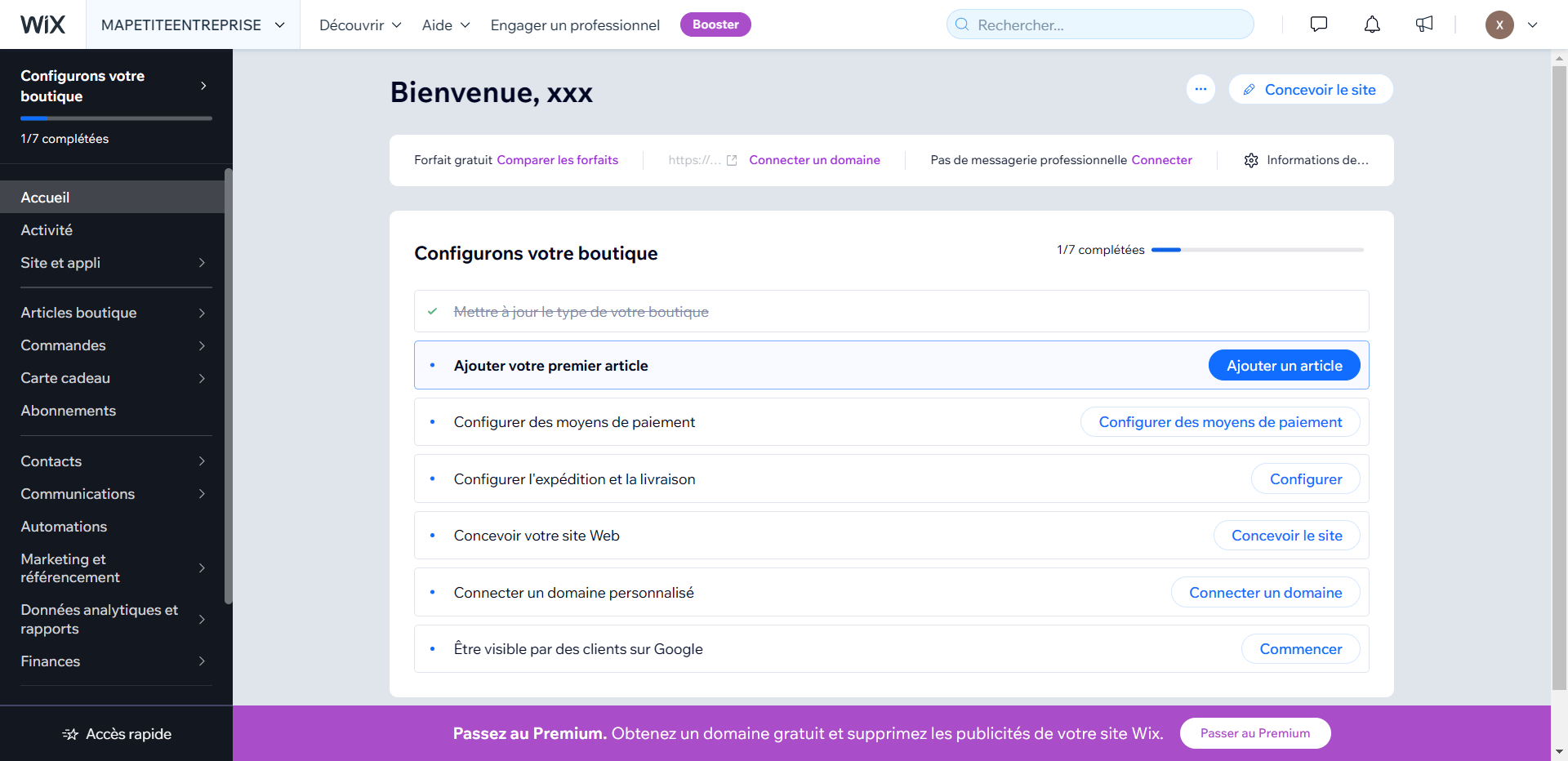 wix interface ecommerce