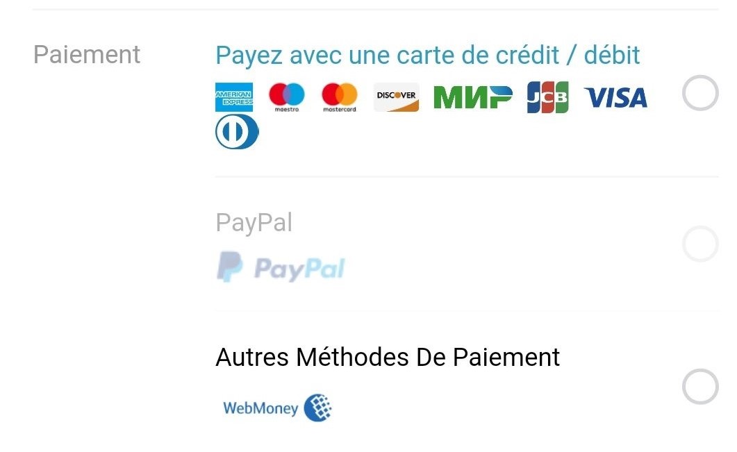 moyens de paiement aliexpress interface