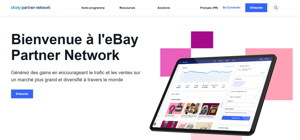 plateforme affiliation ebay partner network page accueil