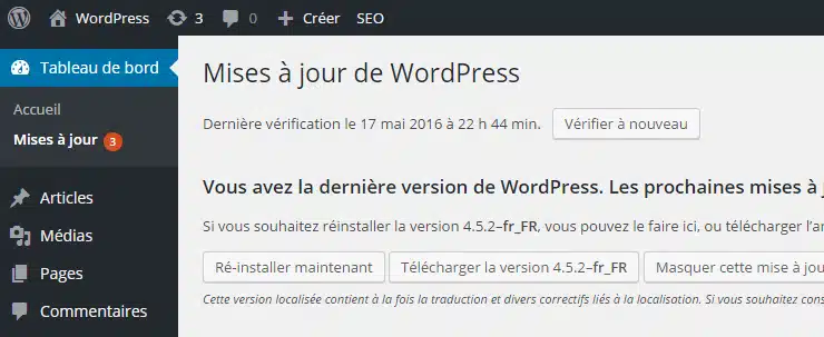 technique améliorer vitesse chargement site wordpress mettre à jour WordPress 