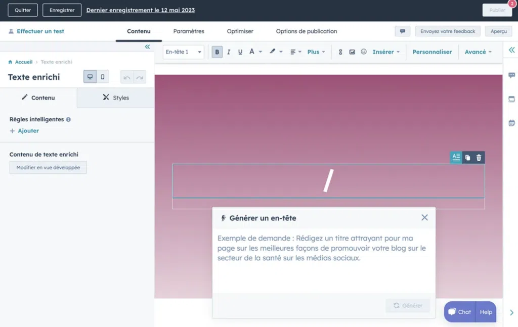 Utiliser IA marketing contenu copywriting HubSpot