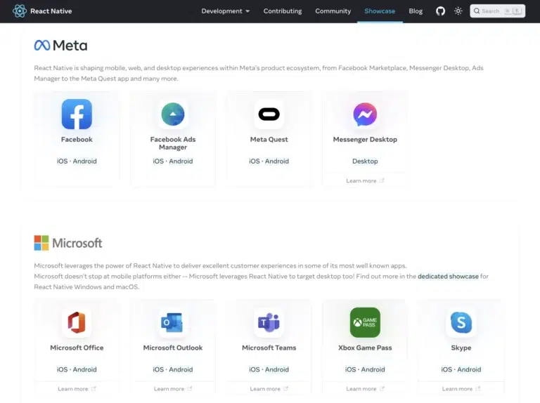 capture écran doc react native pour application mobile