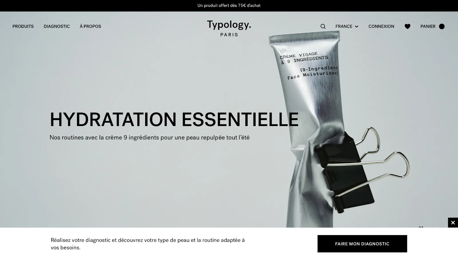 Site e-commerce Typology – Quand le minimalisme devient manifeste : exemple de design et d’expérience réussis