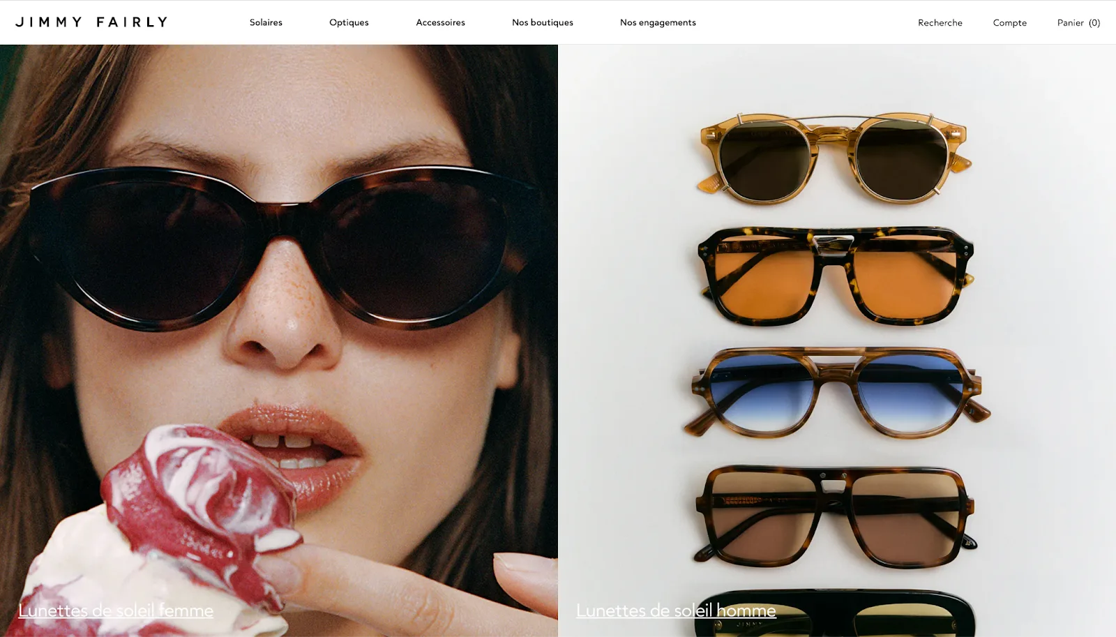 Site e-commerce Jimmy Fairly : exemple de design et d’expérience réussis