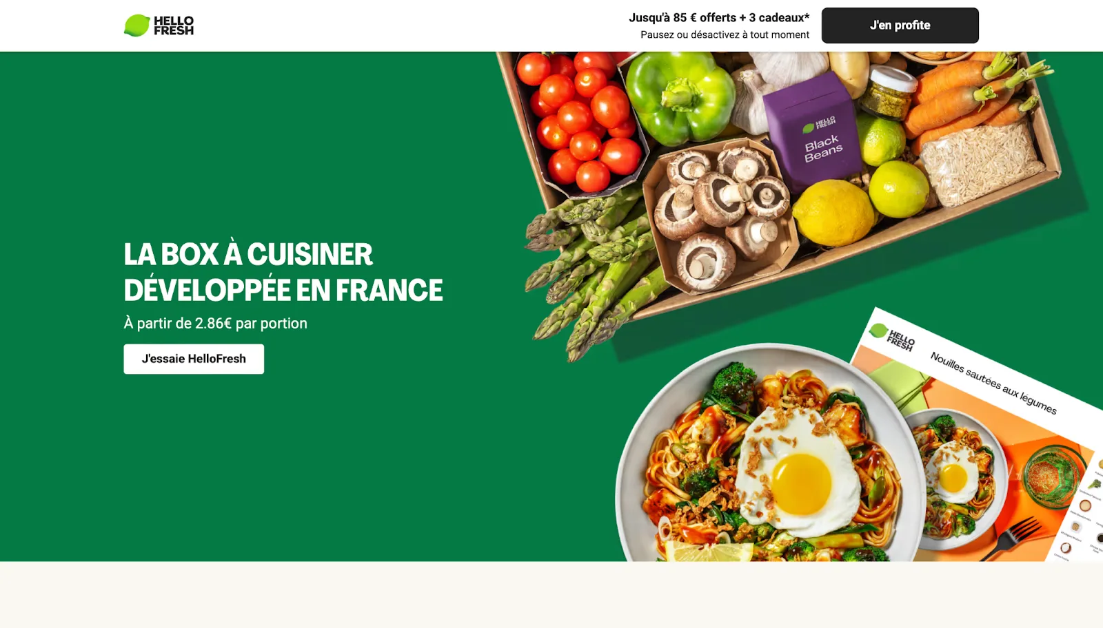 Site e-commerce HelloFresh : exemple de design et d’expérience réussis