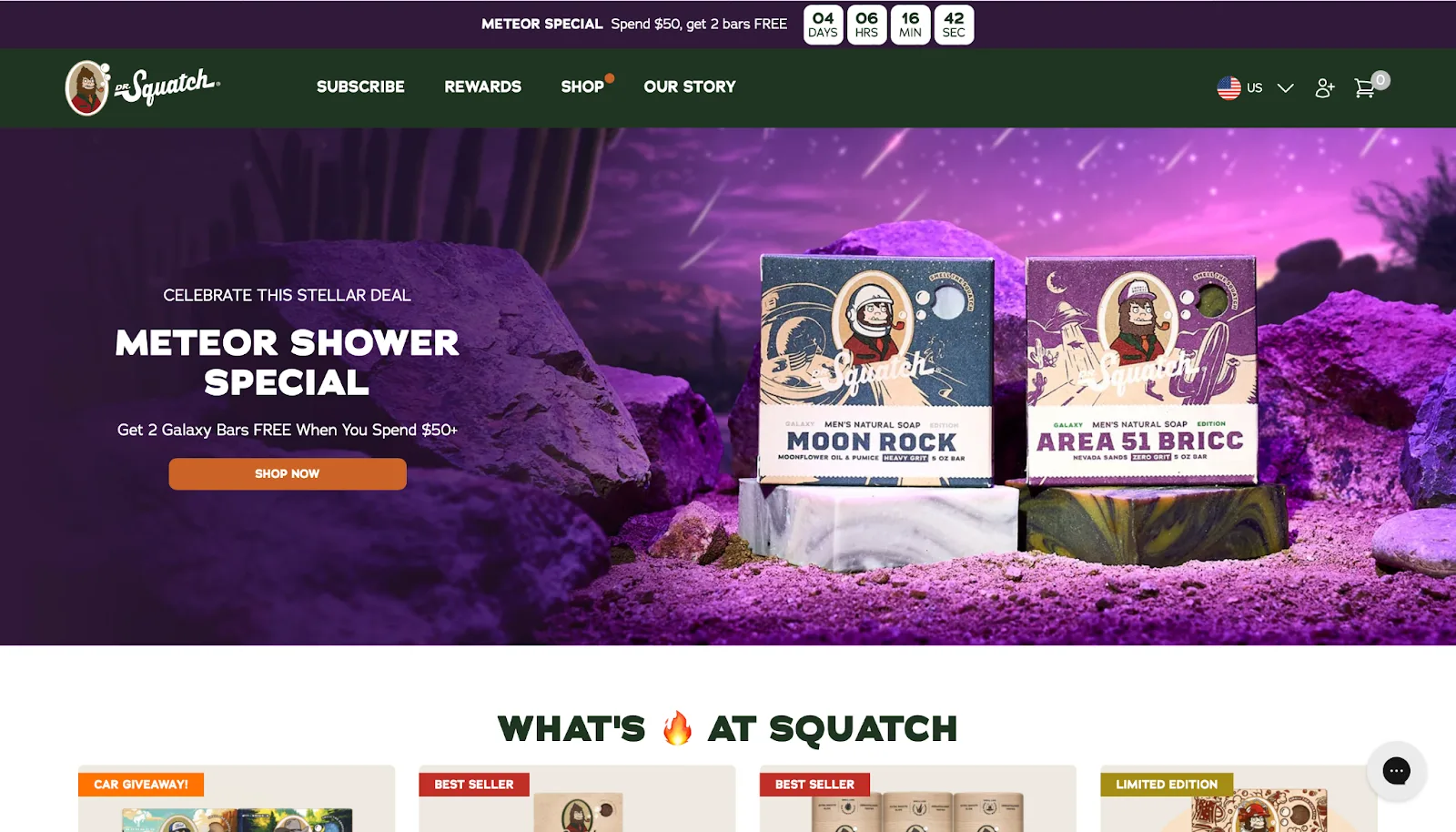Site e-commerce Dr Squatch – L’e-commerce qui sent bon la punchline : exemple de design et d’expérience réussis