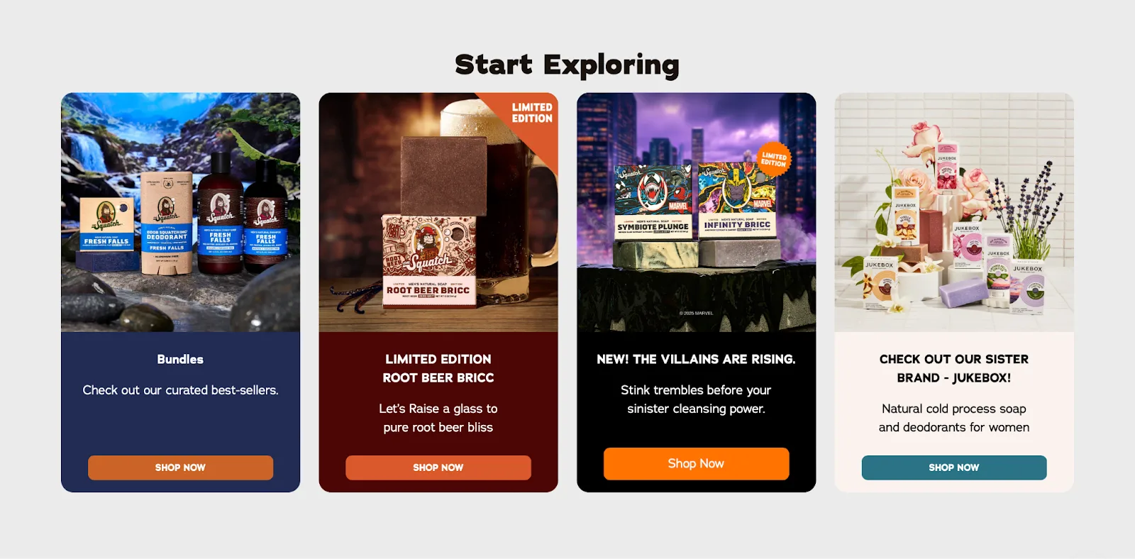 Site e-commerce Dr Squatch – L’e-commerce qui sent bon la punchline : exemple de design et d’expérience réussis