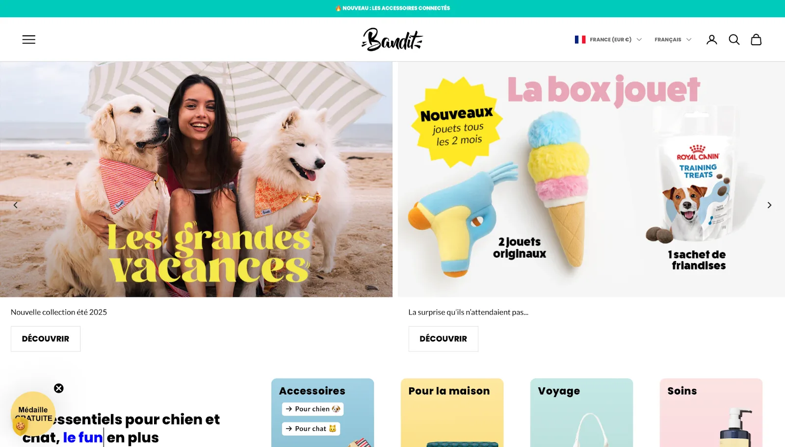 Site e-commerce Bandit : exemple de design et d’expérience réussis