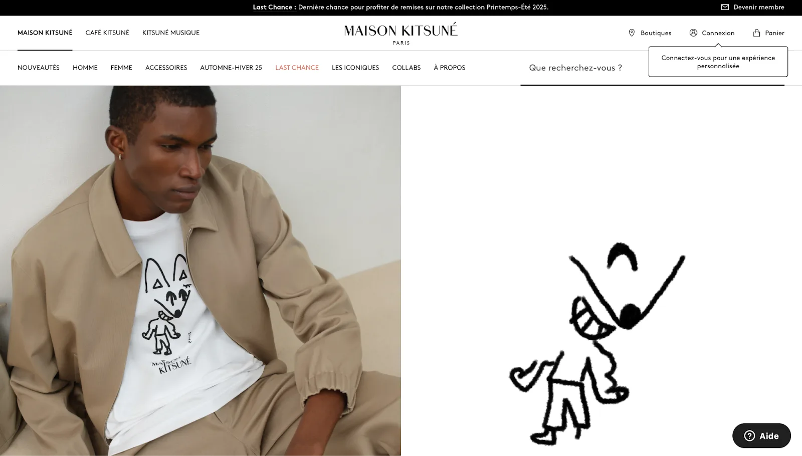 Site e-commerce Maison Kitsuné : exemple de design et d’expérience réussis