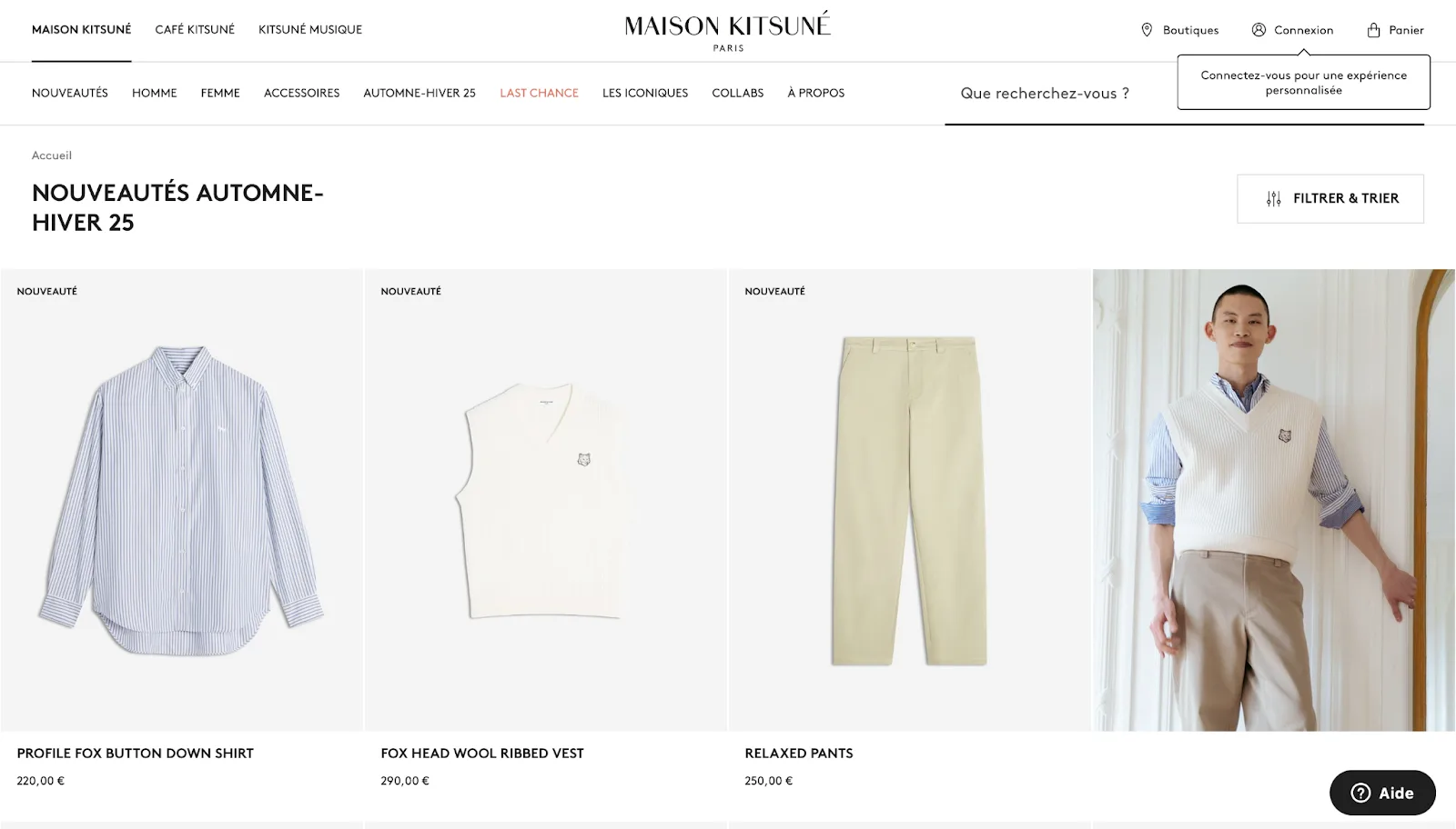 Site e-commerce Maison Kitsuné : exemple de design et d’expérience réussis