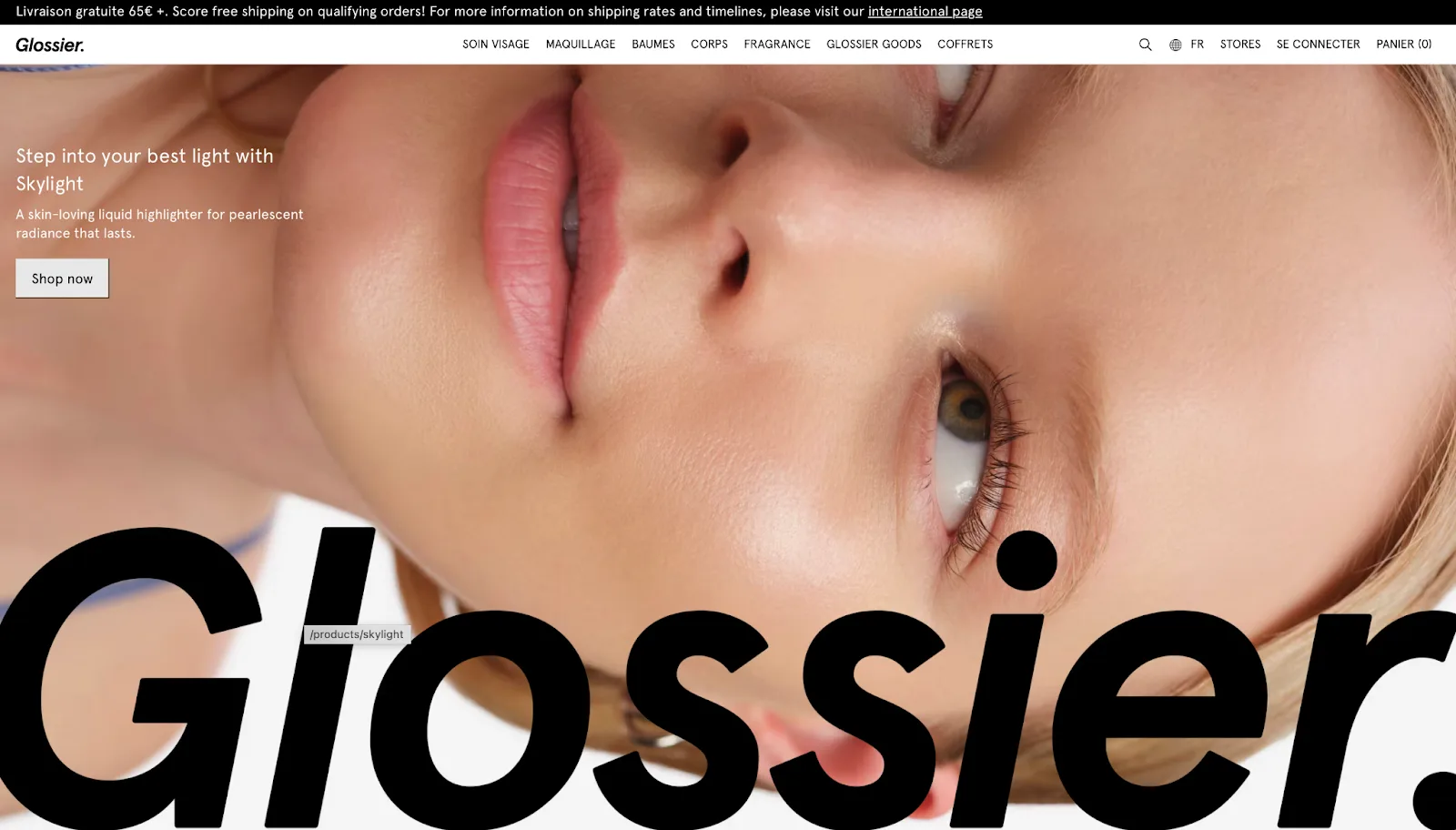 Site e-commerce Glossier : exemple de design et d’expérience réussis