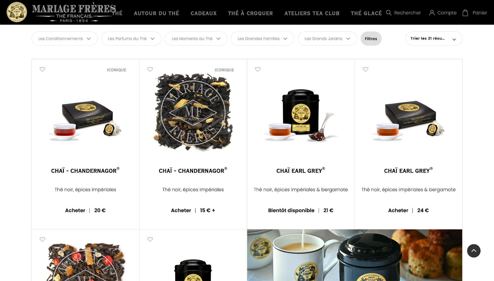 Site e-commerce Mariage Frères : exemple de design et d’expérience réussis