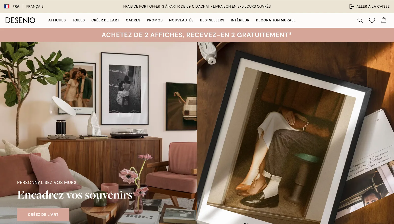 Site e-commerce Desenio : exemple de design et d’expérience réussis