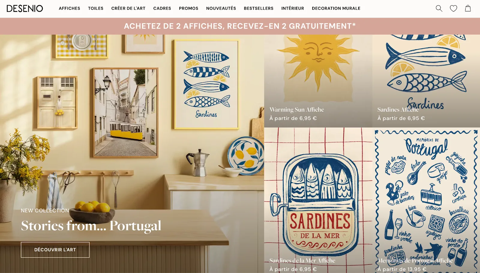 Site e-commerce Desenio : exemple de design et d’expérience réussis