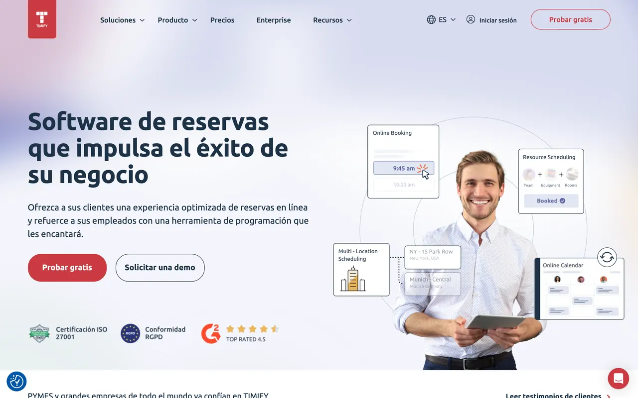 Timify, software de reservas online multi-sede