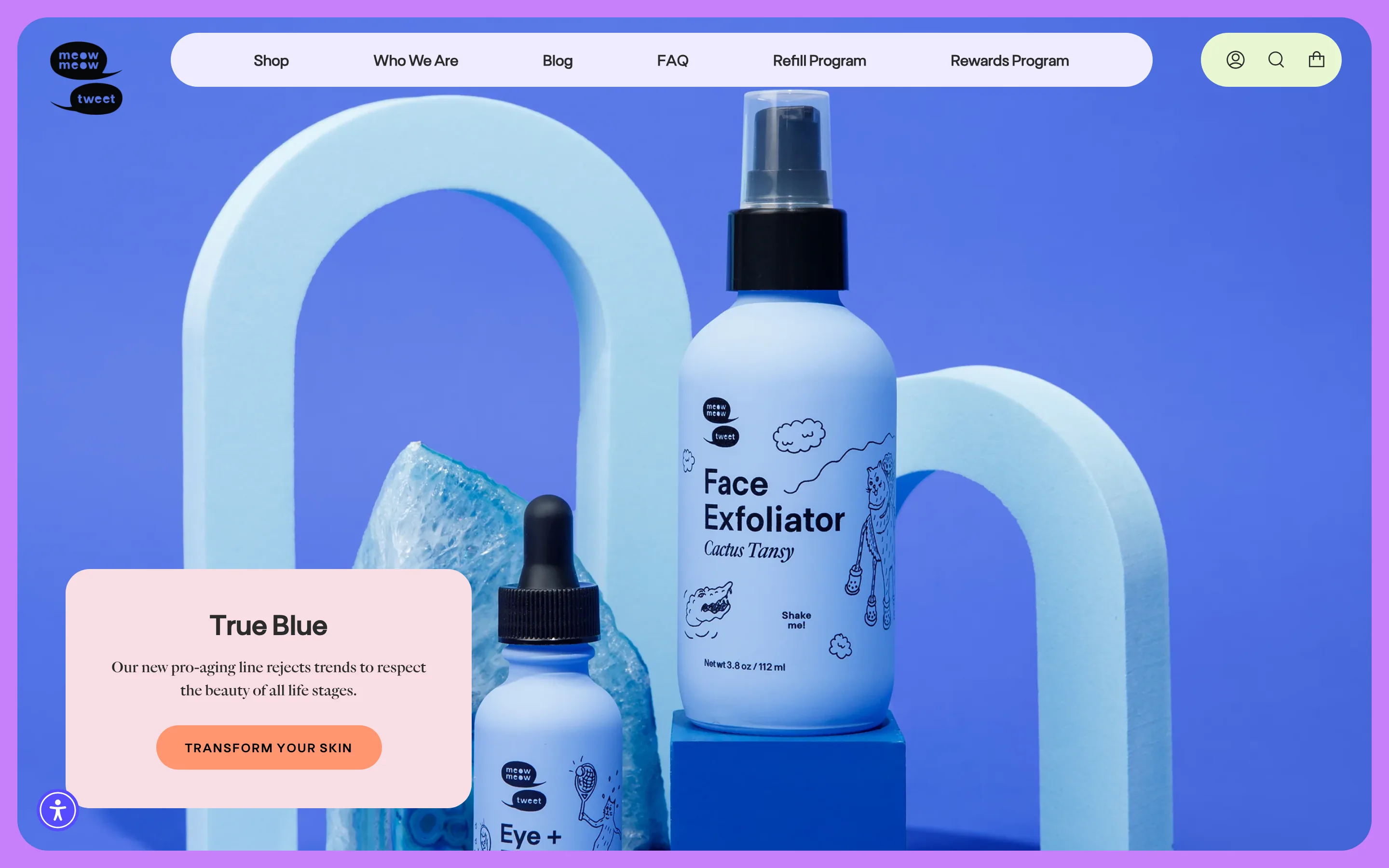 Page d'accueil de la boutique Shopify Meow Meow Tweet
