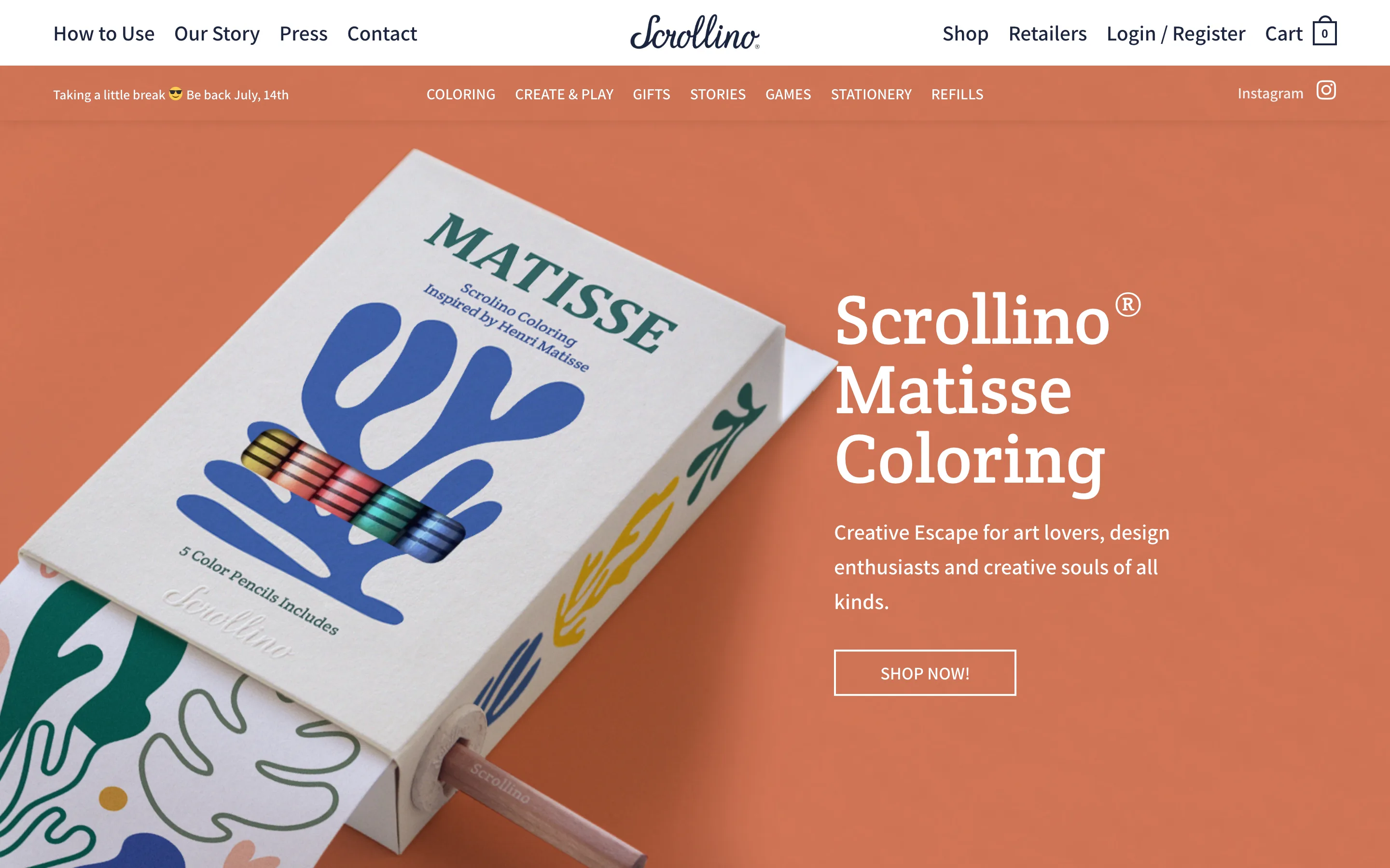 Page d'accueil de la boutique WooCommerce Scrollino