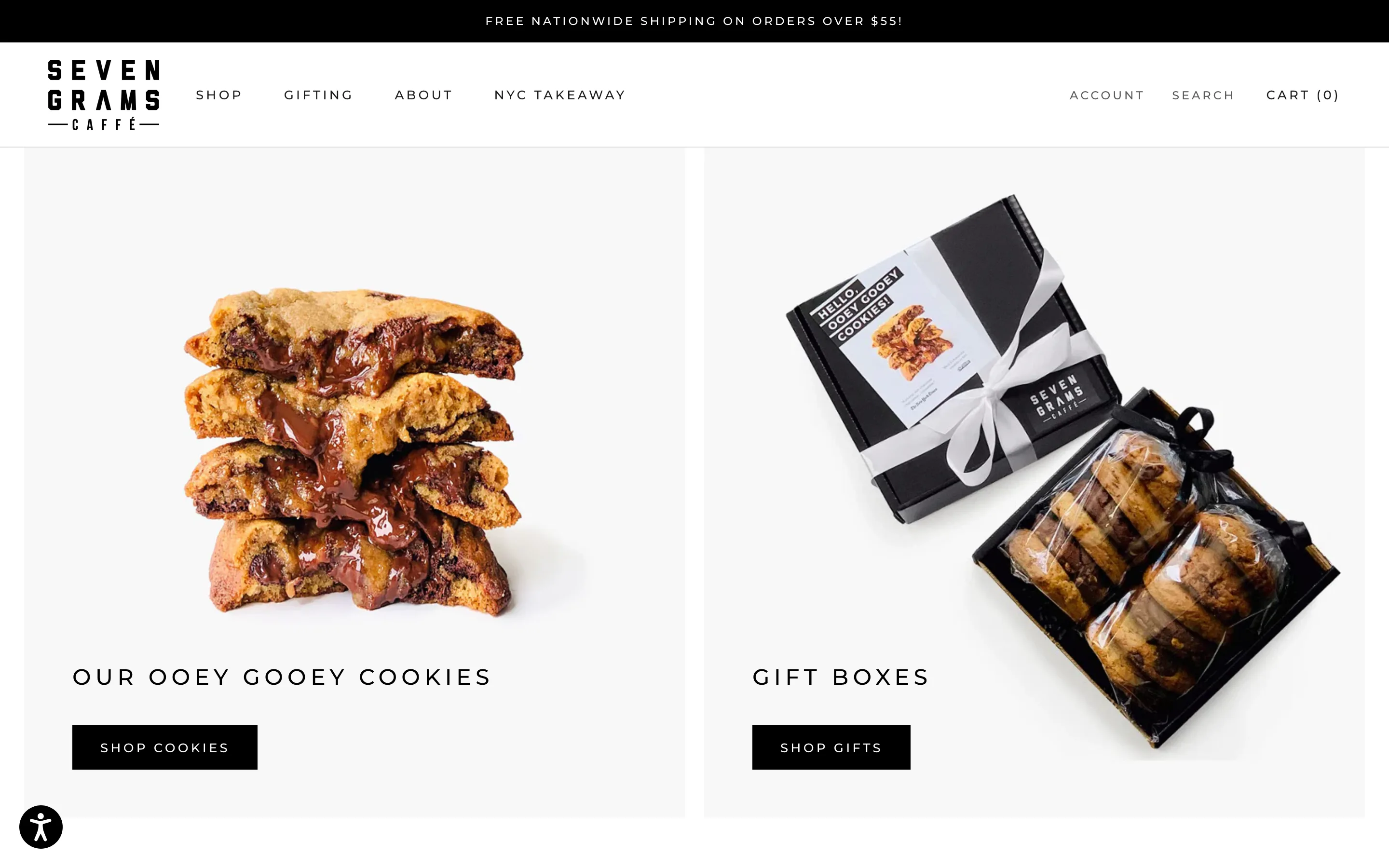 Page d'accueil de la boutique Shopify Seven Grams Caffè
