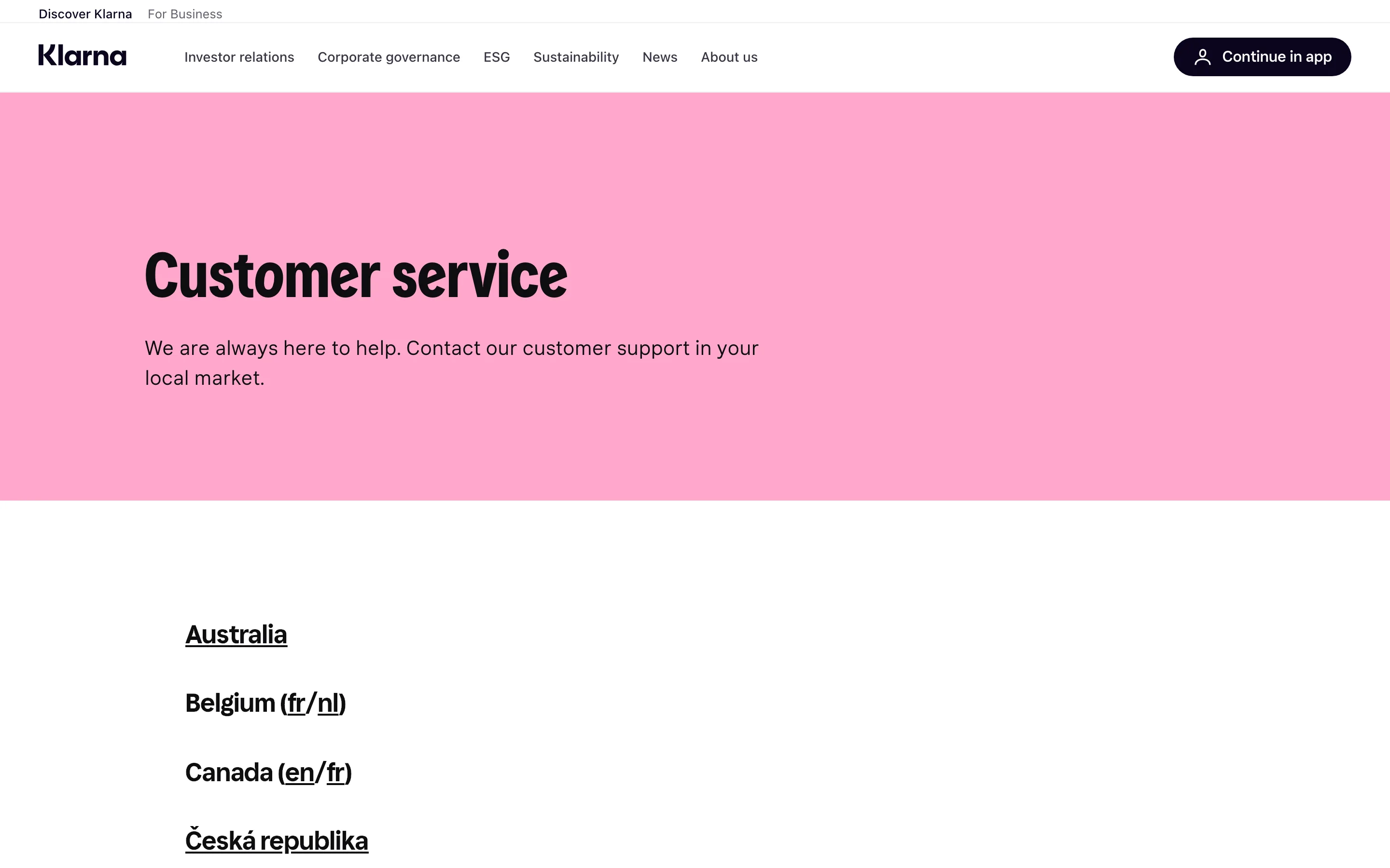 Page service client de Klarna, dont l'assistant IA prend en charge une large part des conversations, relevée en juillet 2026