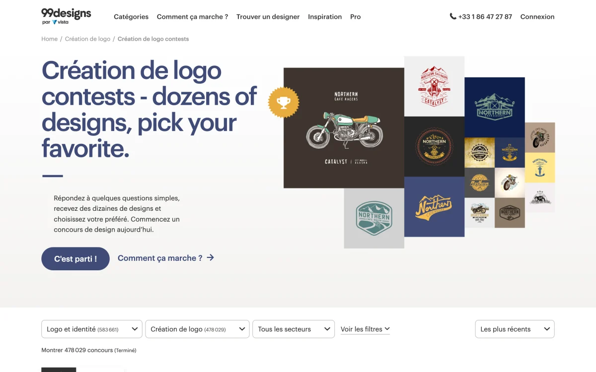 99designs par Vista, plateforme de concours de création de logo