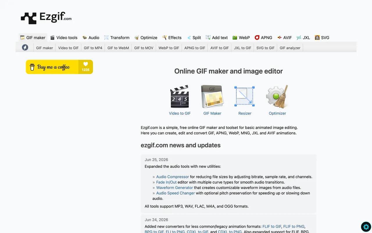 Ezgif, editor online gratuito para crear y editar GIF (julio de 2026)