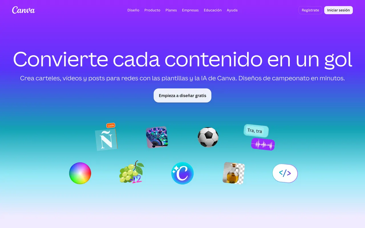 Página de inicio de Canva España