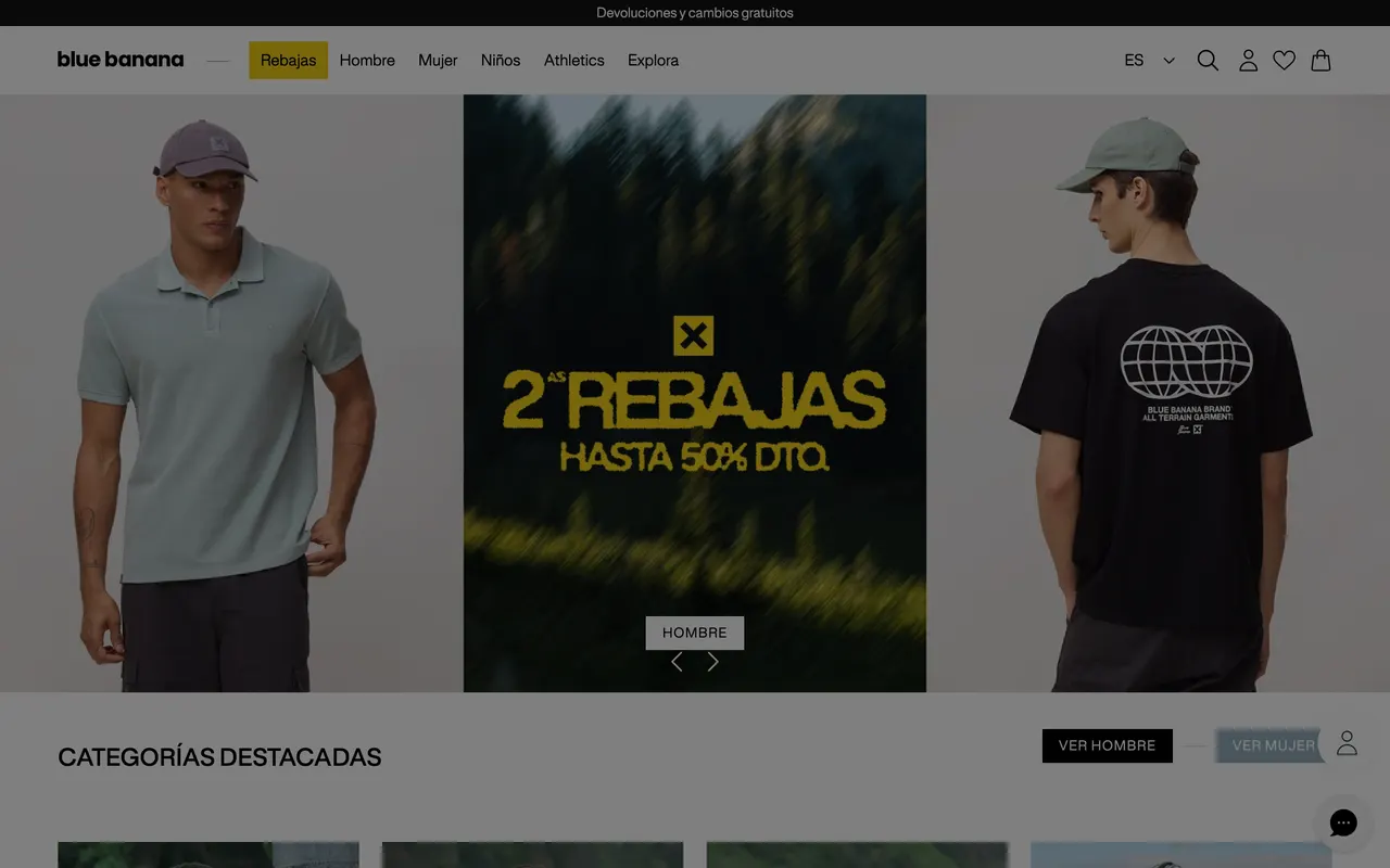Ejemplo de diseño de tienda online de moda: Blue Banana