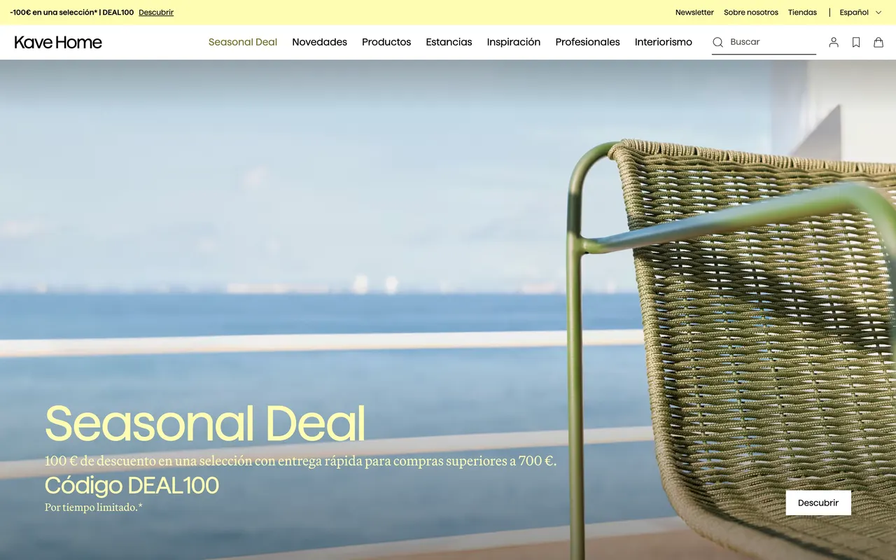 Ejemplo de diseño de tienda online de muebles: Kave Home