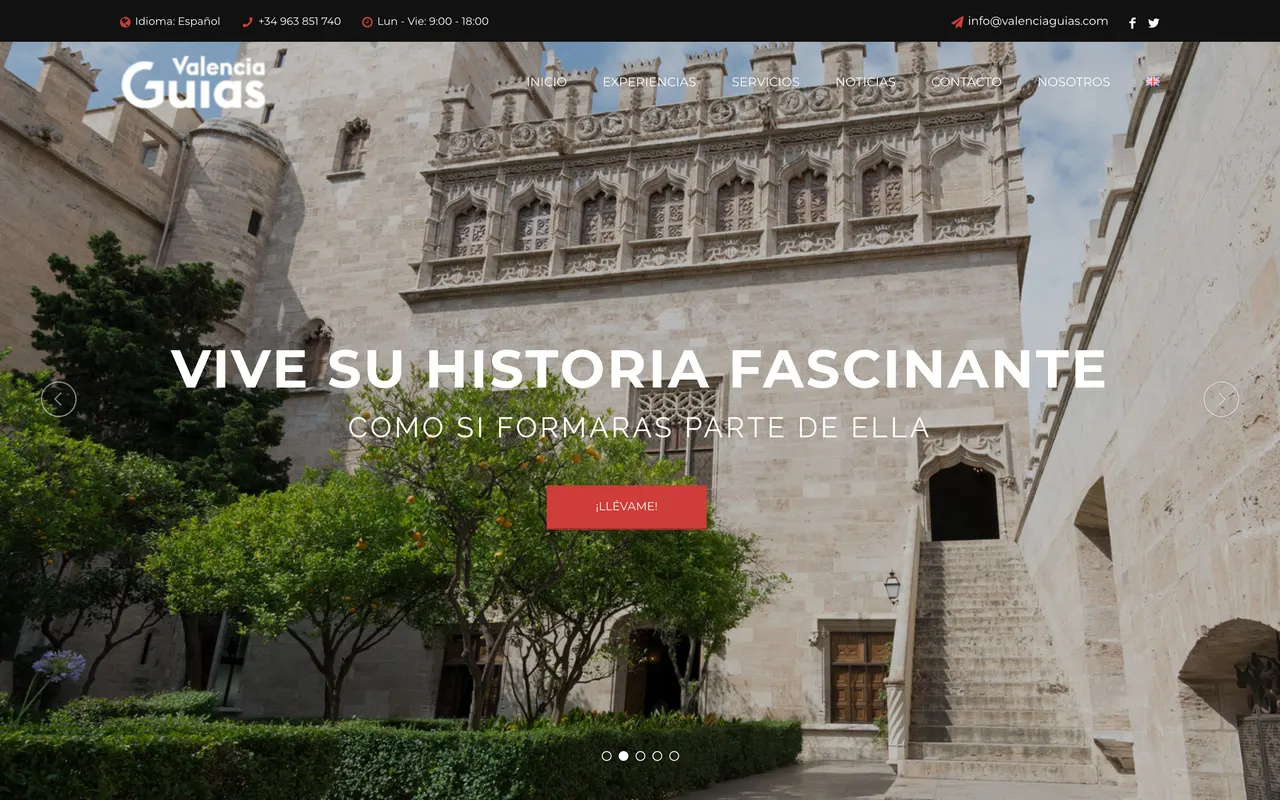 Ejemplo de sitio web comercial de un negocio local: Valencia Gu&iacute;as, visitas guiadas en Valencia