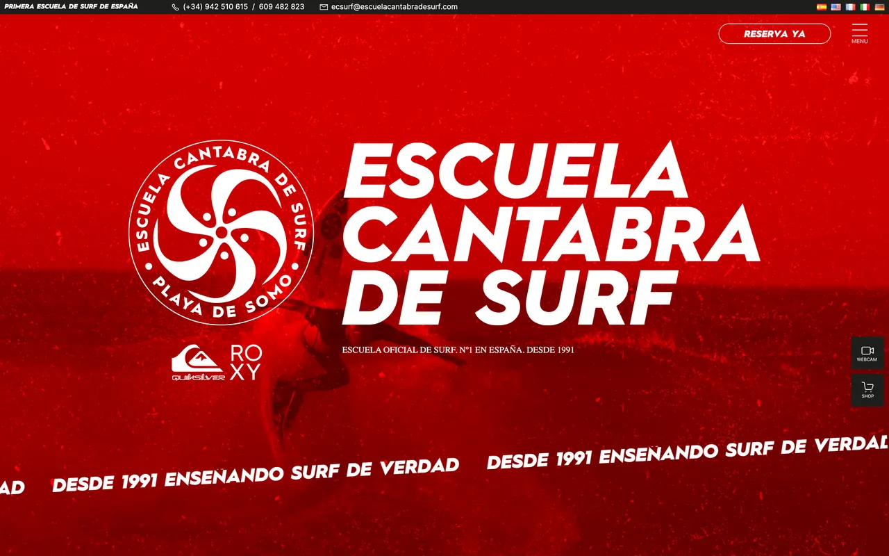 Ejemplo de p&aacute;gina web sencilla: Escuela C&aacute;ntabra de Surf, playa de Somo