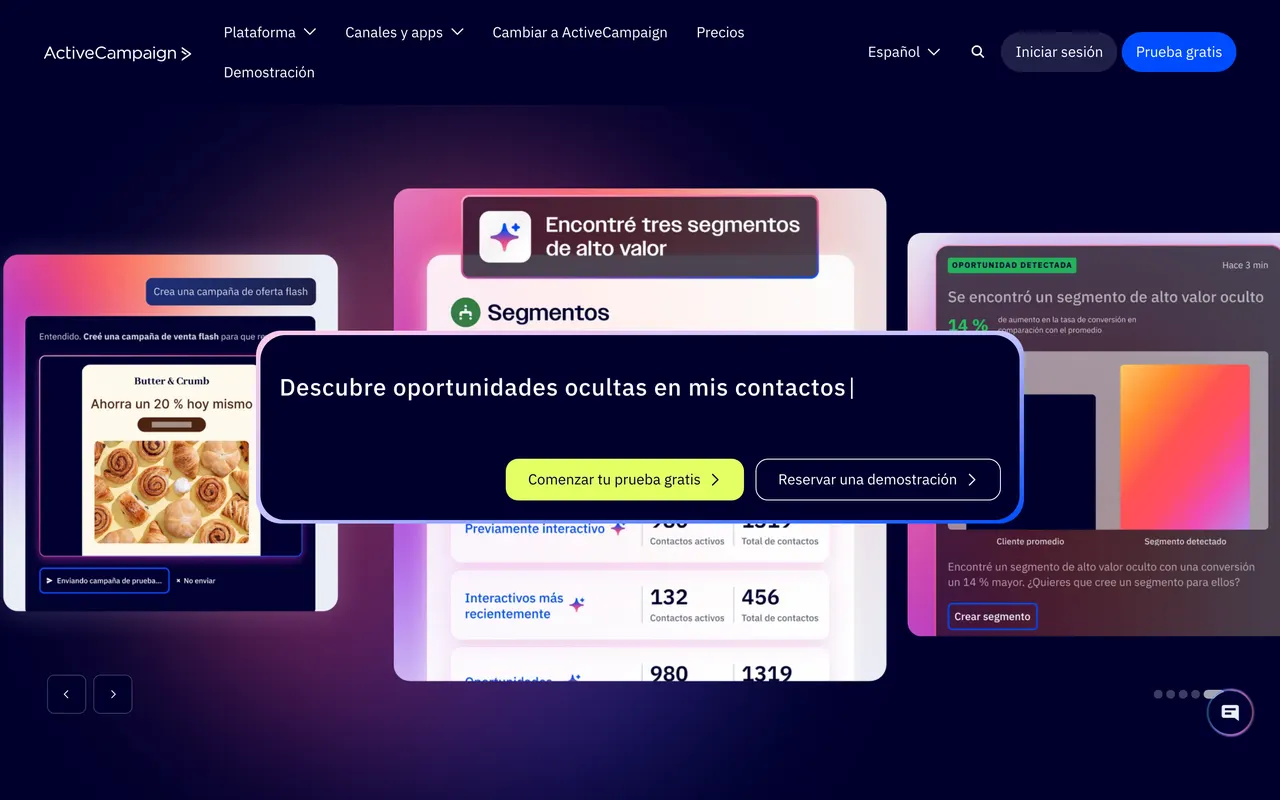 ActiveCampaign en español, automatización de marketing (julio de 2026)