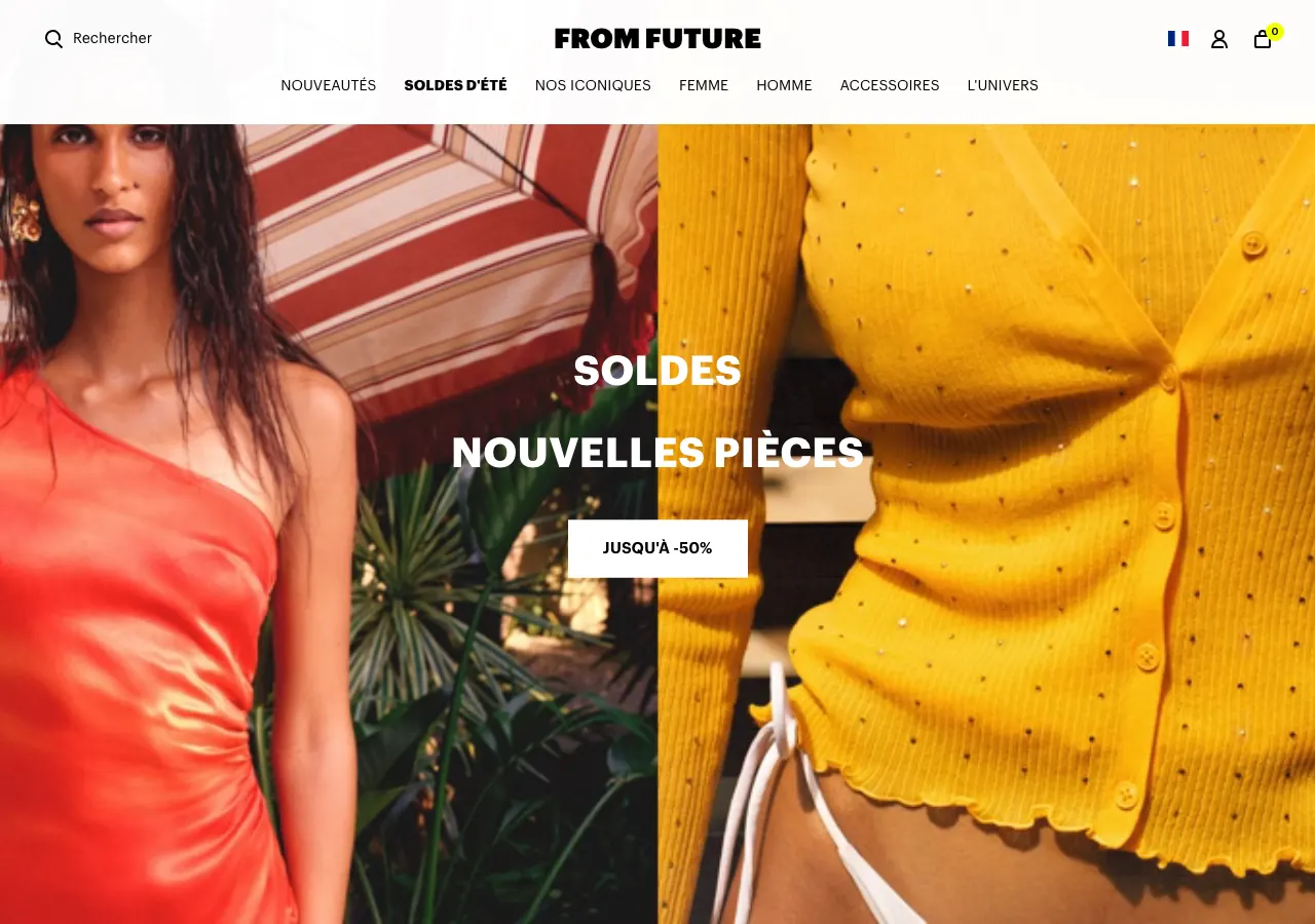 Page d'accueil du site Shopify de From Future, cachemire en direct des ateliers