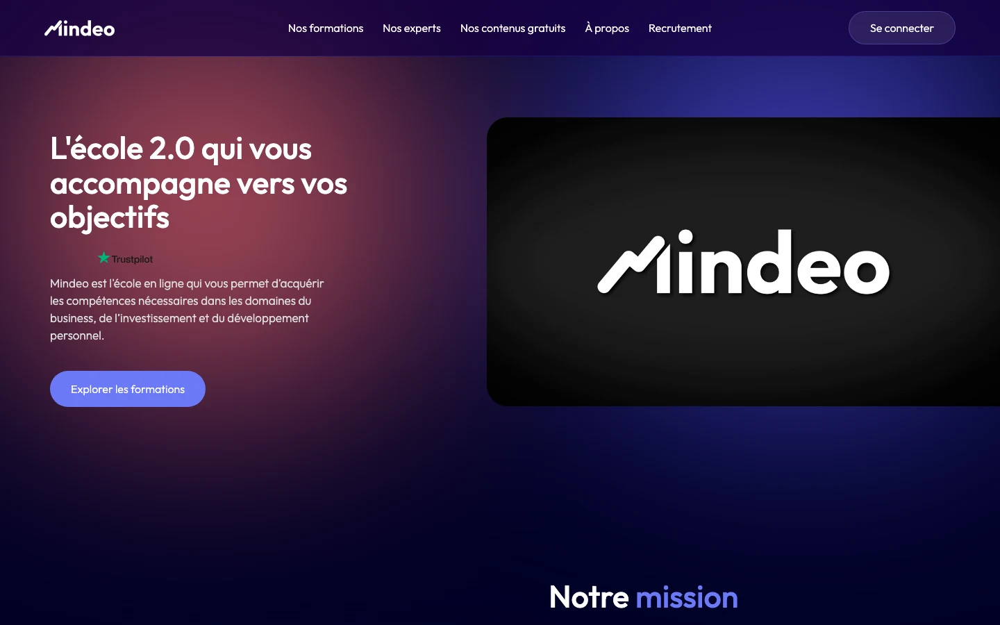 Capture d'écran de Mindeo, l'école en ligne cofondée par Yomi Denzel, avec sa mini-formation e-commerce gratuite