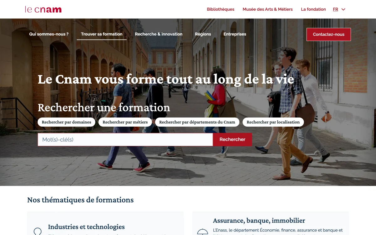 Portail formation du CNAM, qui propose l'unité Outils et méthodes du Lean