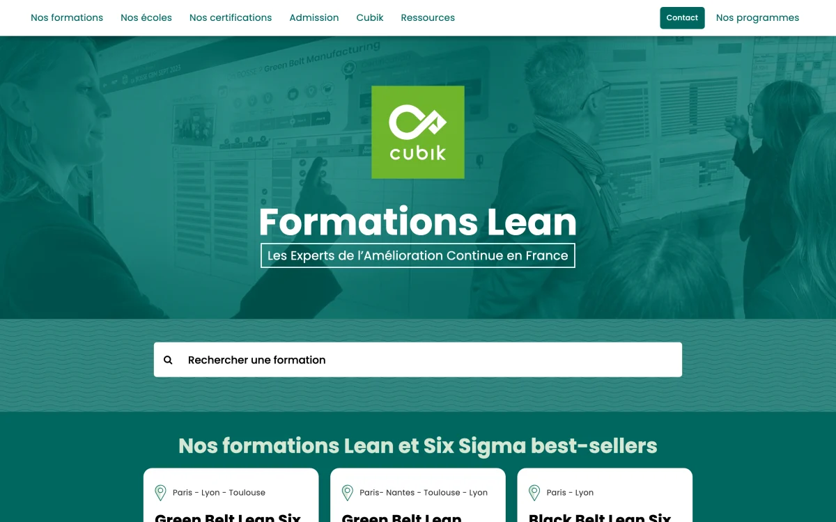 Catalogue des formations Lean Management et Lean Six Sigma de Cubik Partners