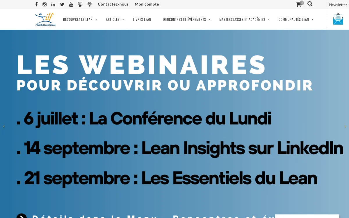 Site de l'Institut Lean France, qui opère l'Académie Lean IT et Digital