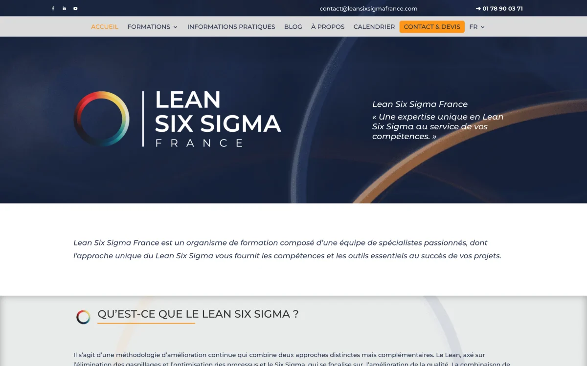 Site de Lean Six Sigma France et son catalogue de formations certifiantes