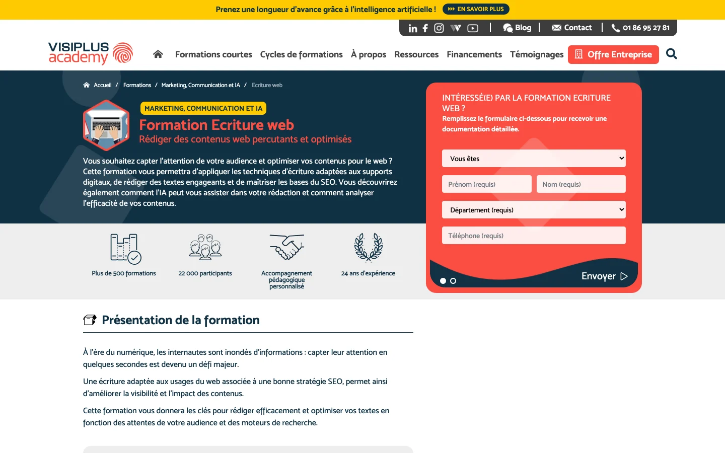 formation redaction web visiplus academy