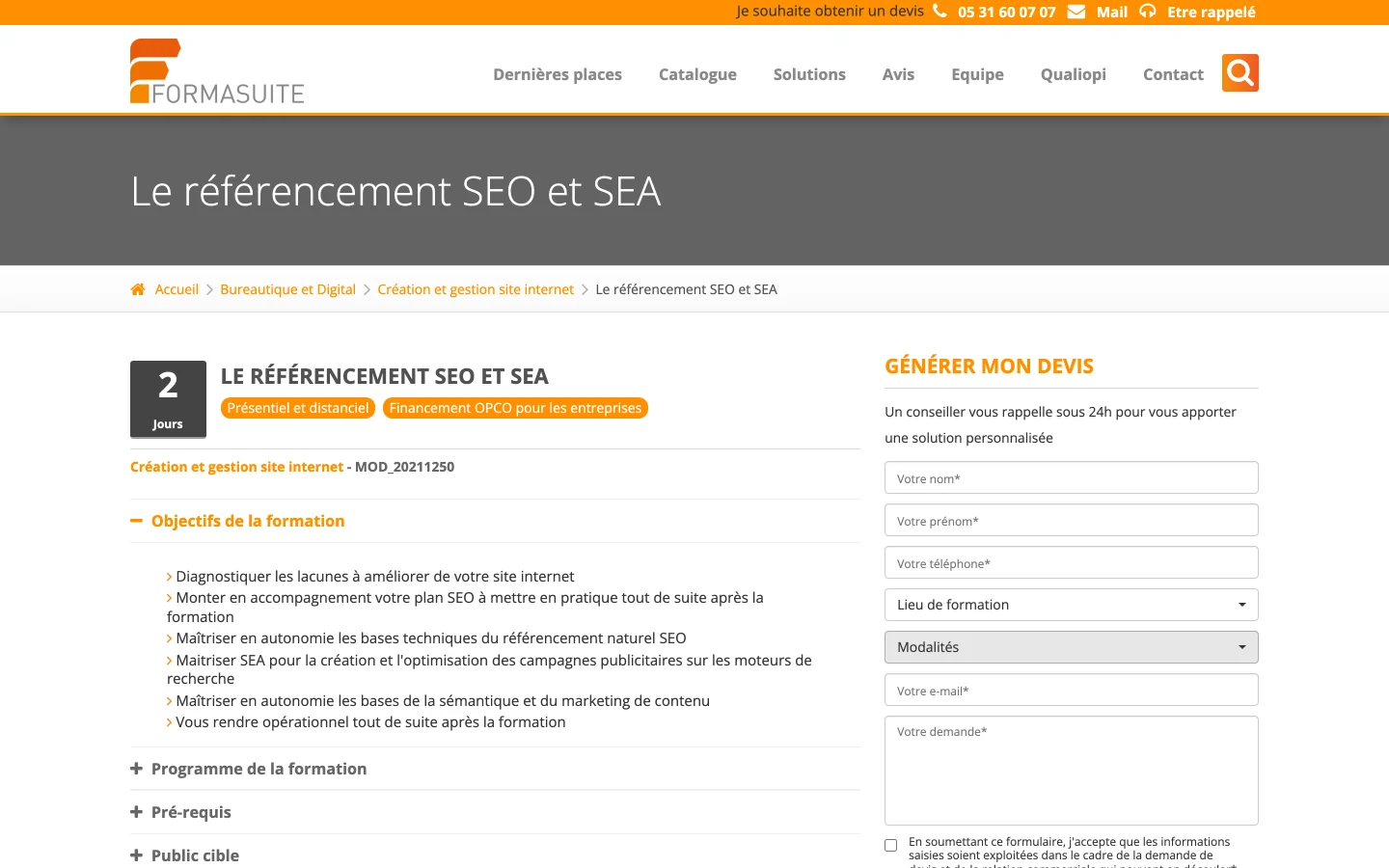 formation seo formasuite