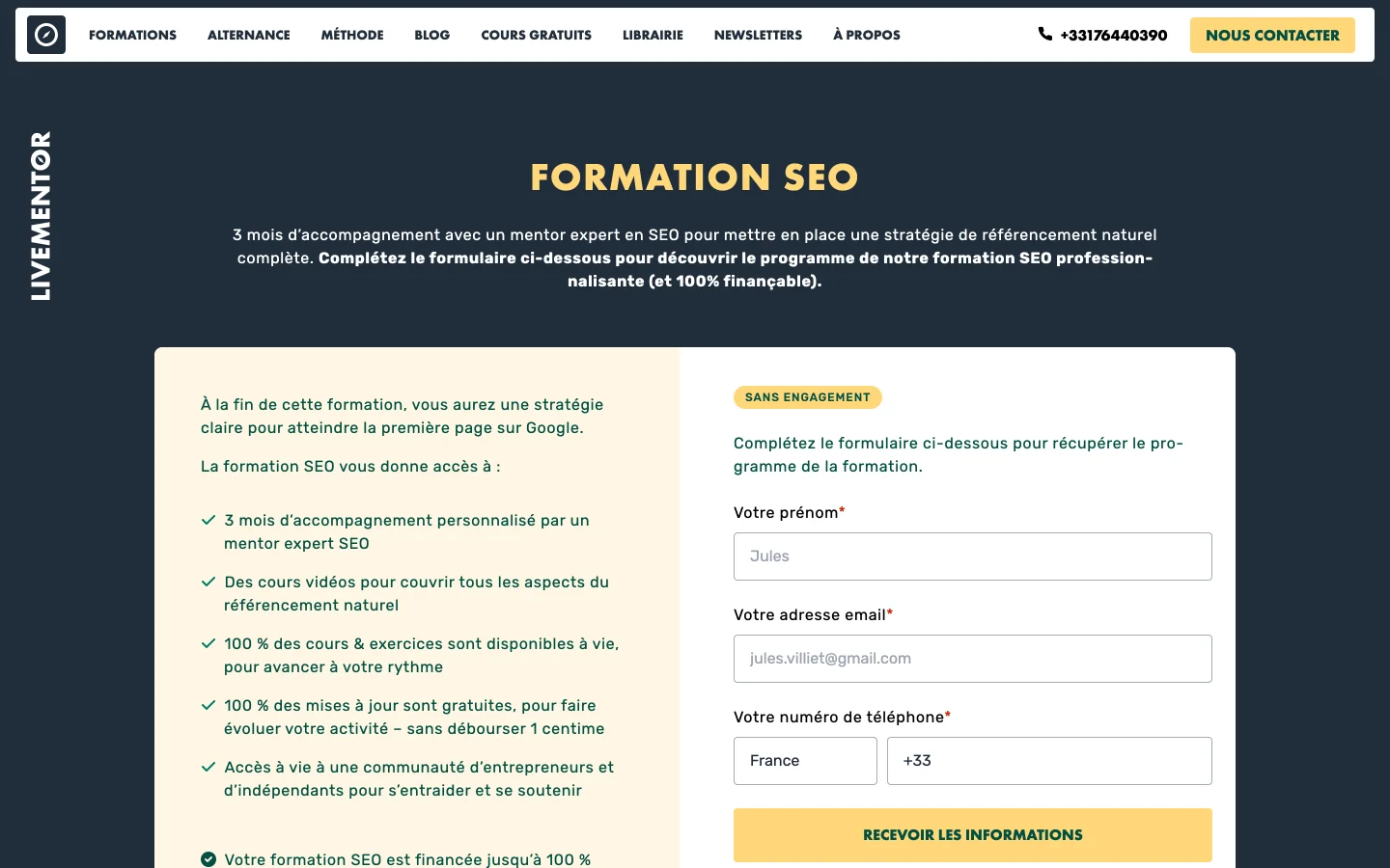 Formation SEO LiveMentor