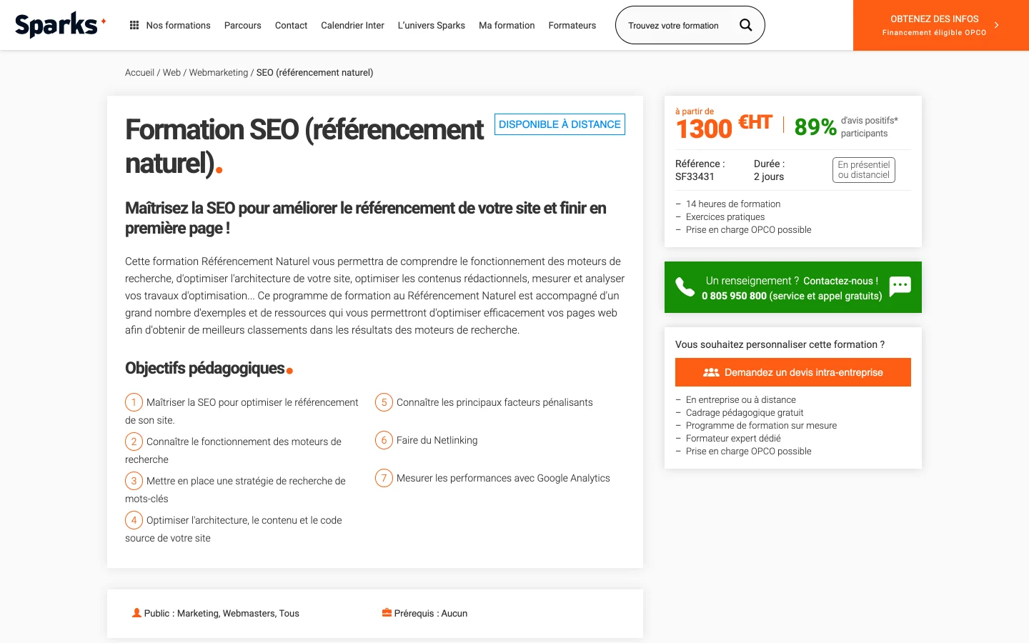 Formation SEO Sparks