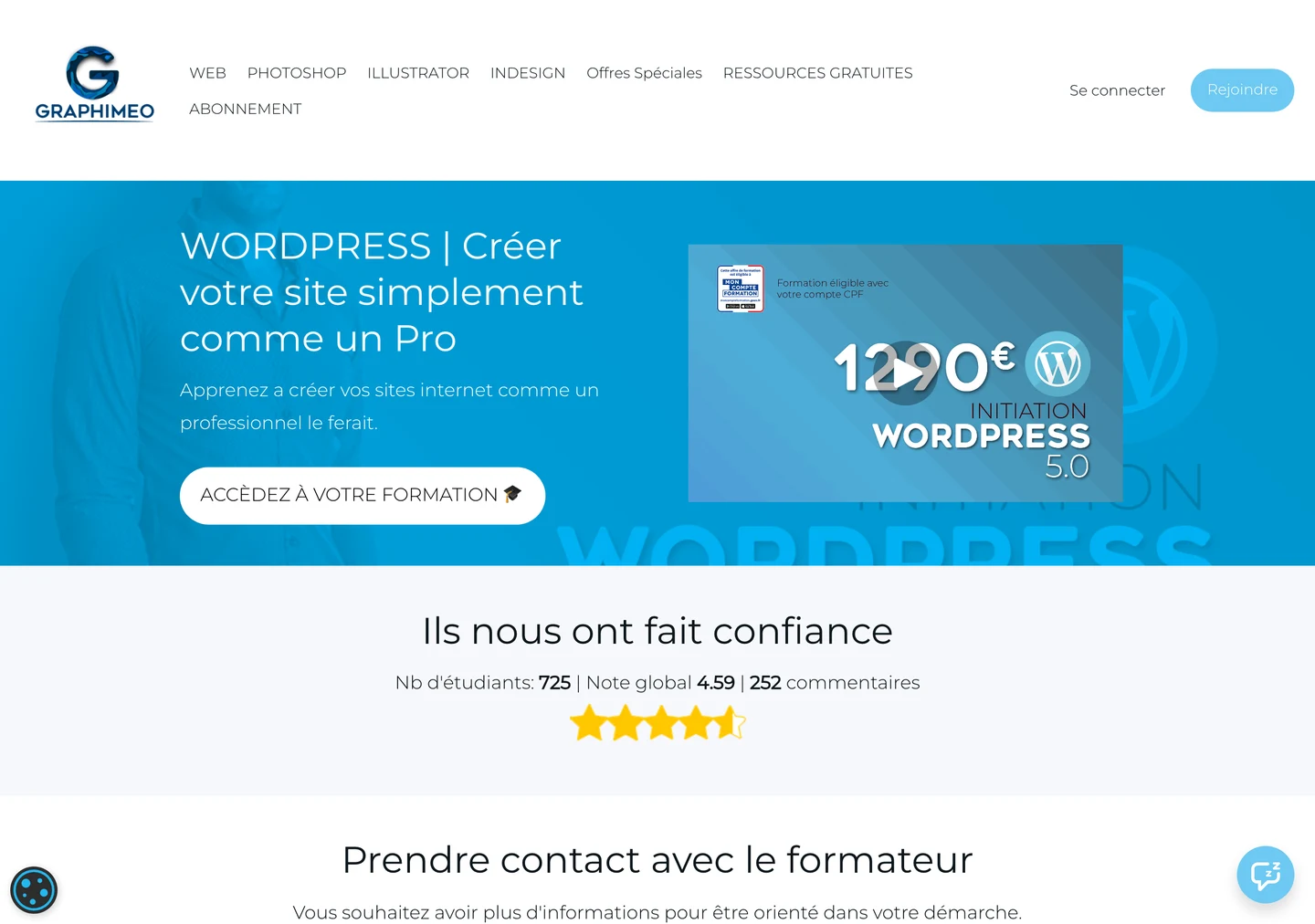 La page de la formation WordPress de Graphimeo en juillet 2026