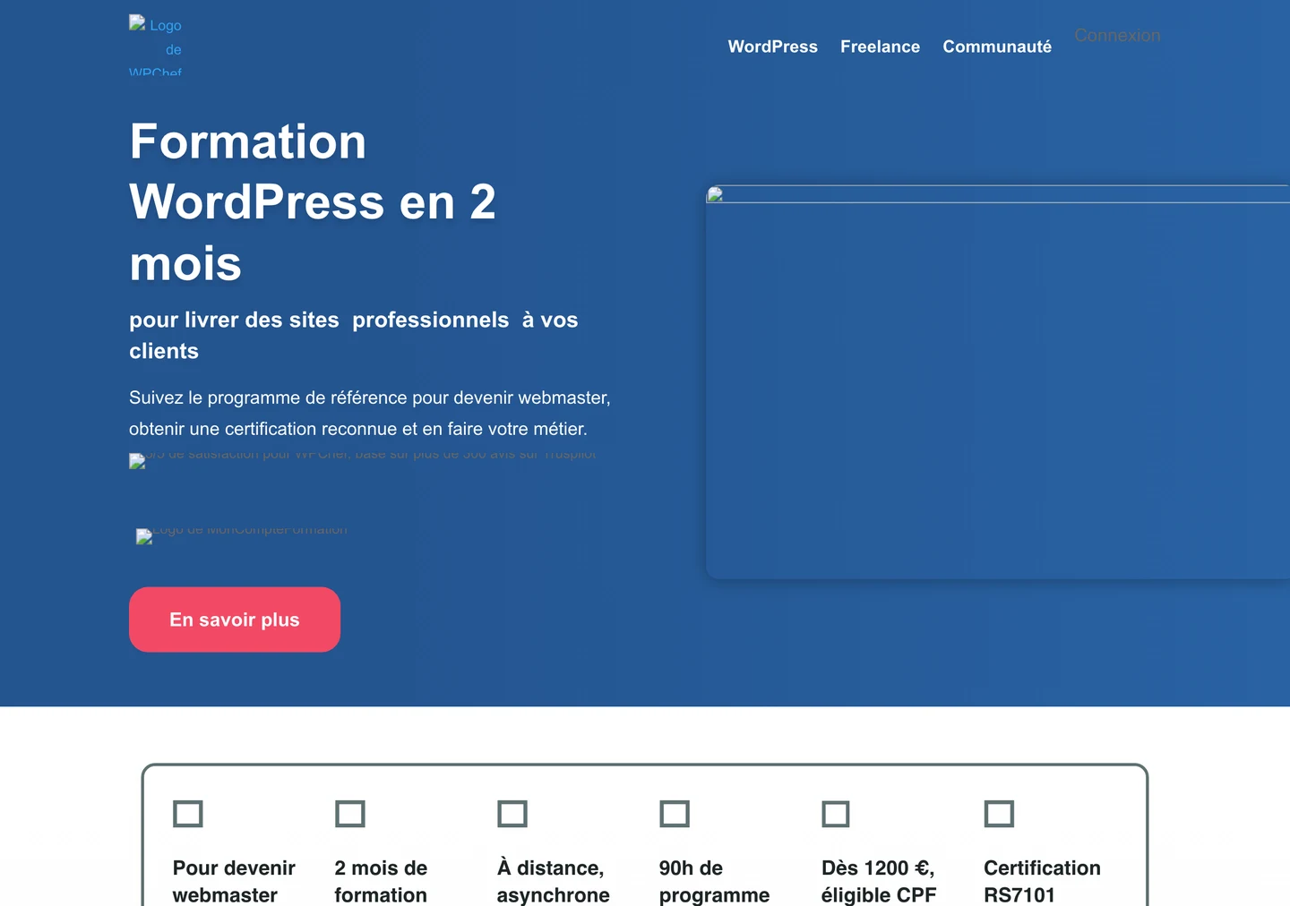 La page de la formation WordPress en 2 mois de WPChef en juillet 2026