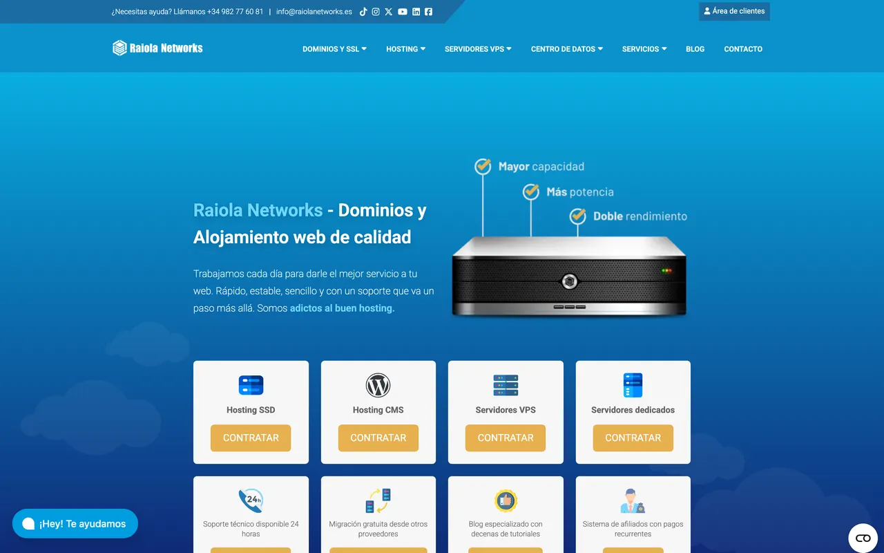 Raiola Networks, hosting español con soporte 24 horas
